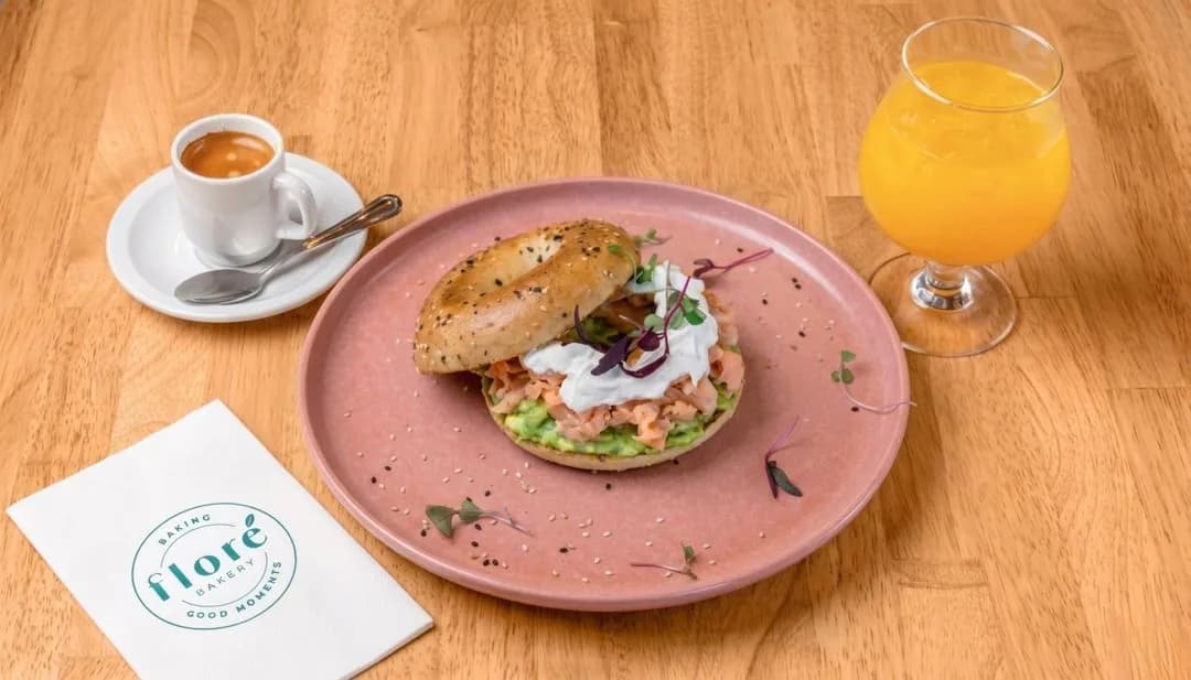 Combo #3 Smoked Salmon & Avocado Bagel at Floré Café & Kitchen